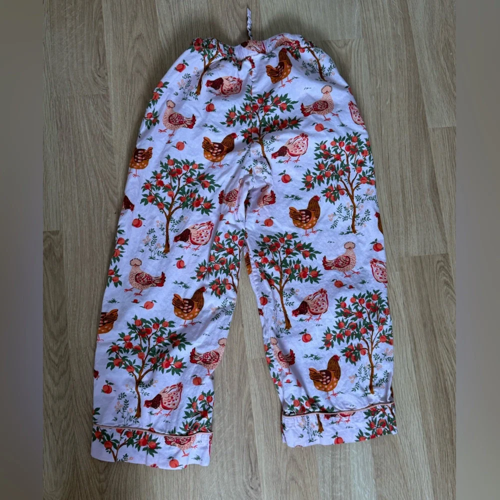 PRINTFRESH 100% Organic Cotton Top & Cropped Pants Hen House Ballet Pink XXS GUC - Picture 10 of 14
